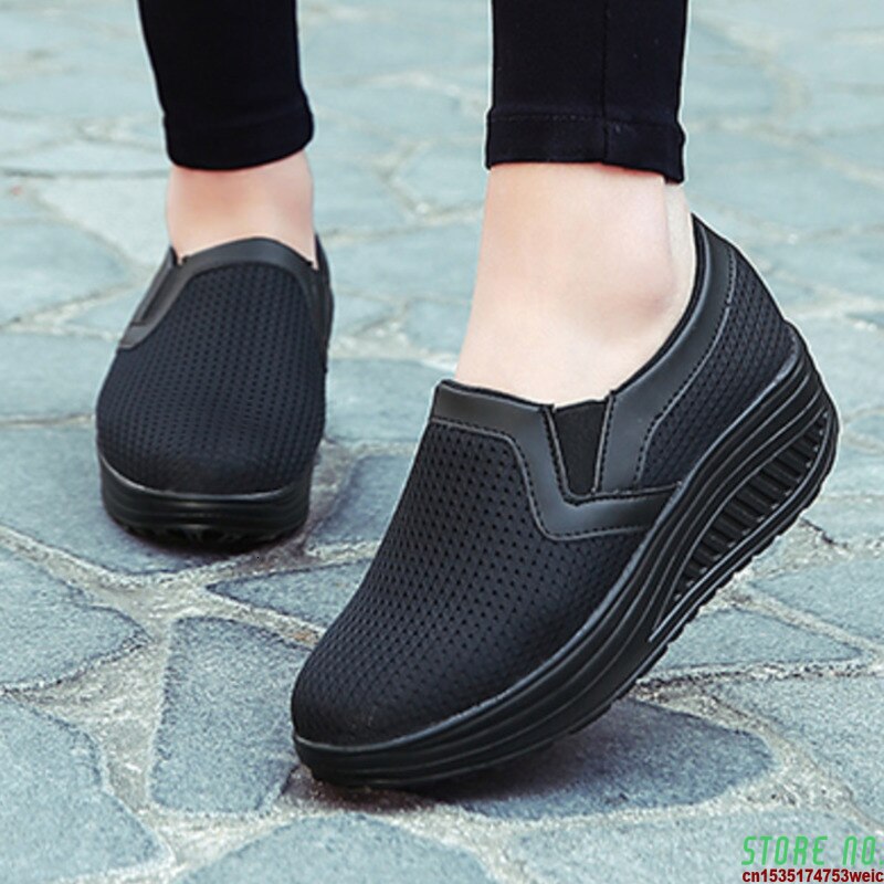 신제품 여성 토닝 신발, 역도 높이 증가, 5 Cm 스윙 신발, 플랫폼 웨지 스니커즈, 통기성 두꺼운 밑창 신발